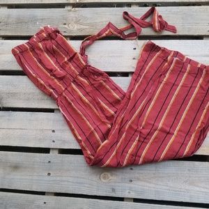 Striped Strapless Cropped Jumpsuit